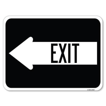 Signmission Exit With Left Arrow Heavy-Gauge Aluminum Rust Proof Parking Sign, 18" H, 24" L, A-1824-24607 A-1824-24607